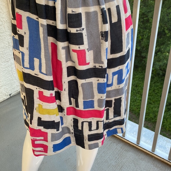 Anthro •corey lynn calter• Silk/Linen Rare Abstract Dress • Size 2 - Picture 6 of 12